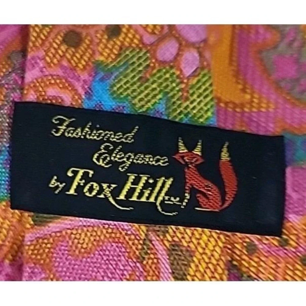 Vtg Fox Hill Psychedelic 60s 70s Flower Power Paisley Mod Disco Pink Wide Tie